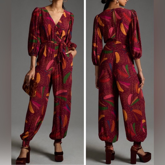 Anthropologie x Farm Rio Printed Wrap Jumpsuit Size XS